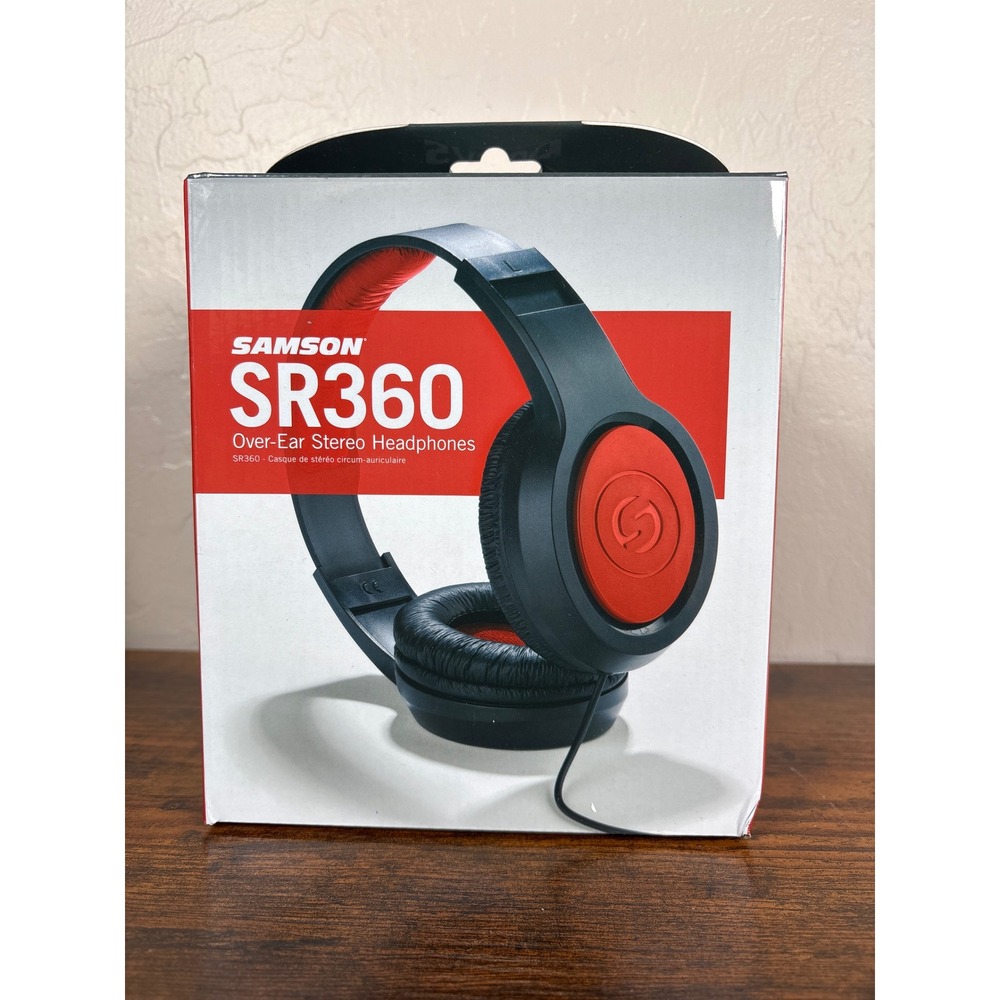 Samson SR360 Over-Ear Stereo Headphones Black Red Wired Studio Monitoring New‎
